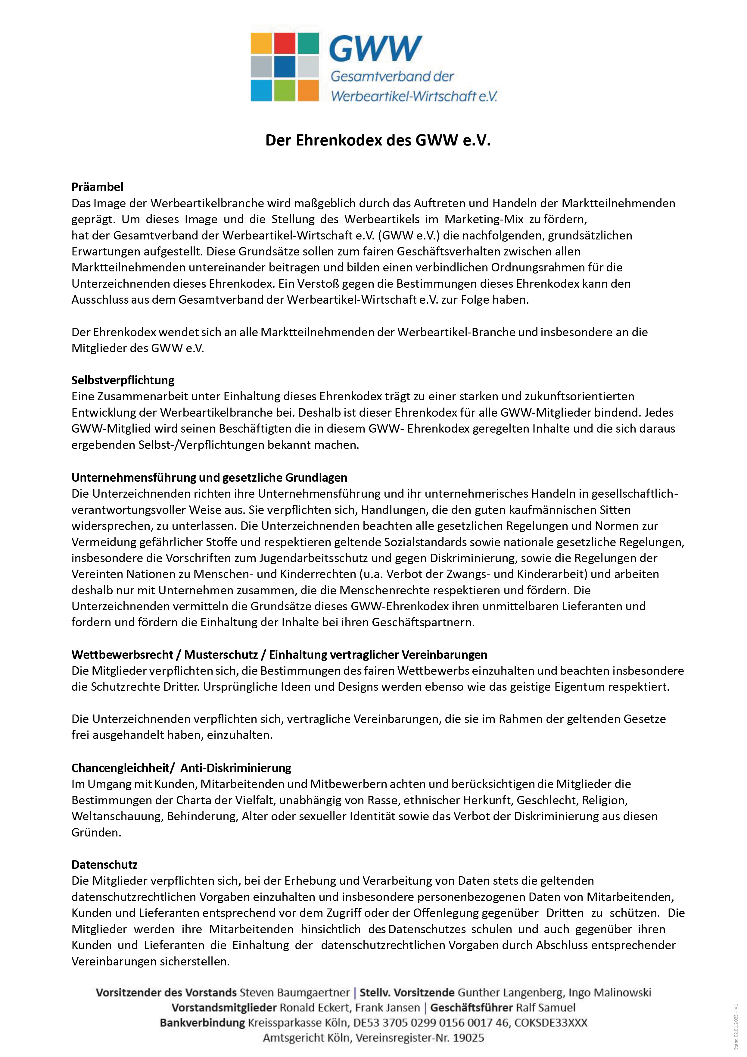 GWW_Ehrenkodex_Maximex_Import-Export_GmbH_Solingen_Seite_1